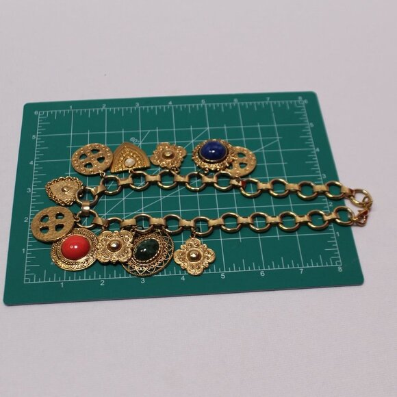 Chunky Coin Charm Statement 17" Neckalce - Picture 7 of 10